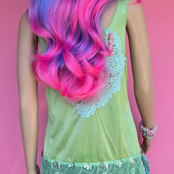 "Pink Shimmer Rose" Handmade Hair Clip - Velvet Rose and Vintage Upcycle Flapper - Picture 12 of 15